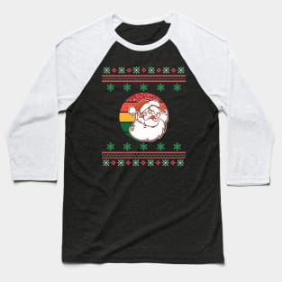 Santa Face Faux Ugly Christmas Sweater Funny Holiday Design Baseball T-Shirt